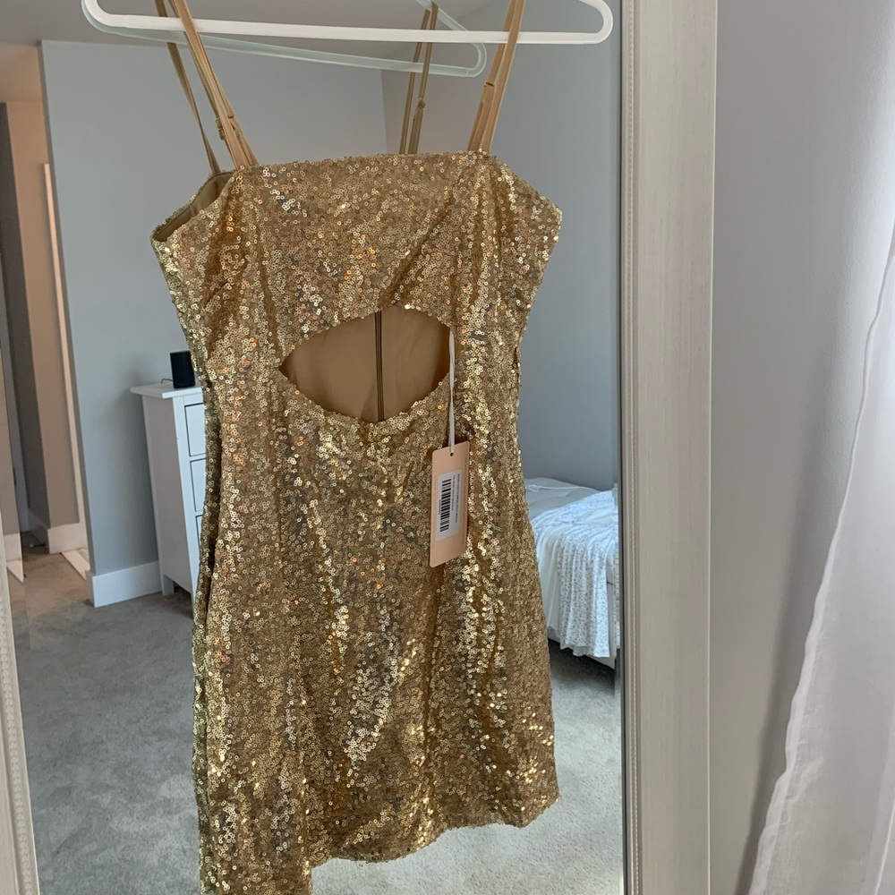 Adorable gold sequin mini dress